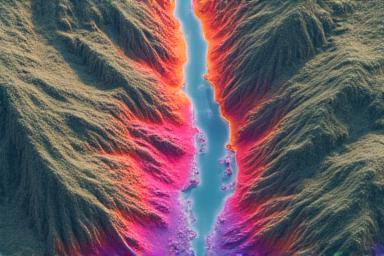 Mappa topografica analizzata da AI per il rischio di inondazioni e cambiamenti climatici